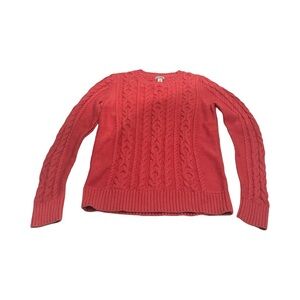 Vtg LL Bean Women’s Fisherman's Cable Knit Pink Pullover Sweater Size‎ XS